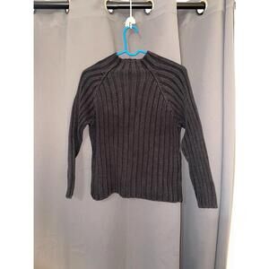 Herman Geist Large Black Ribbed Knit Mock Neck Sweater-Vintage